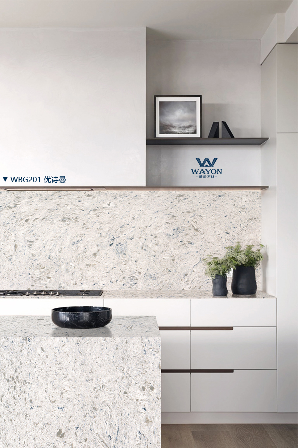 белый кварцевый искусственный камень-WBG201 Ice White