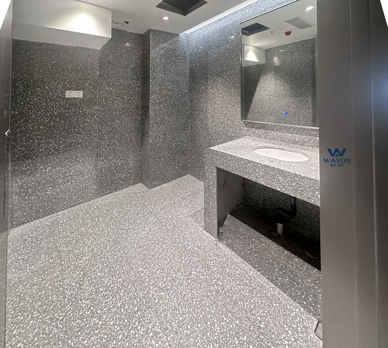 Пол в ванной комнате Shenzhen A Park Terrazzo WT232 Valentino Dark Grey