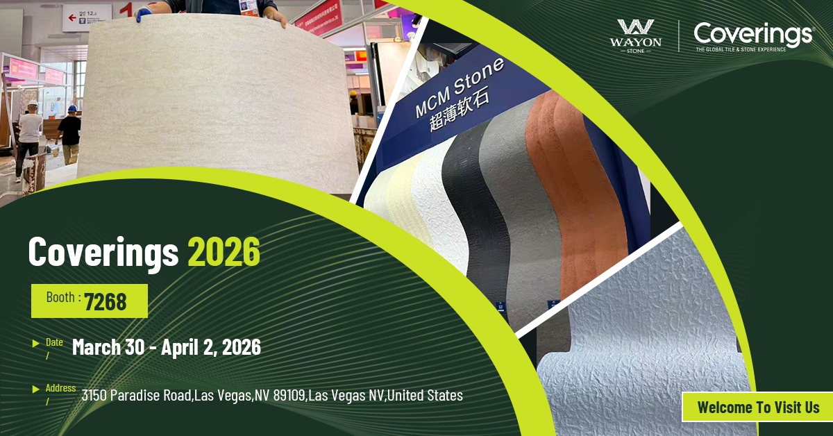 Откройте для себя гибкие решения для облицовки камнем на выставке Coverings 2026.