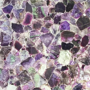 High Quality GEM Stone Slabs Supplier-GEM-310 Green Fluorite(with purple)